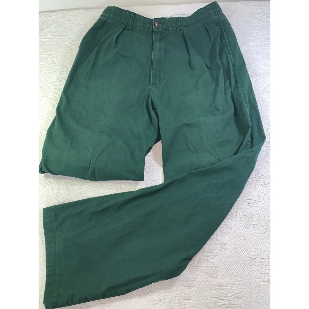 Polo Golf Ralph Lauren Mens 30x29 Vintage Pleated Chino Pants Green Cotton